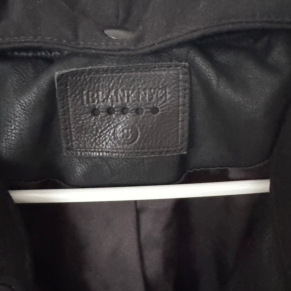 Blank NYC black faux leather moto bomber cropped hooded jacket zipper detail - Picture 9 of 12